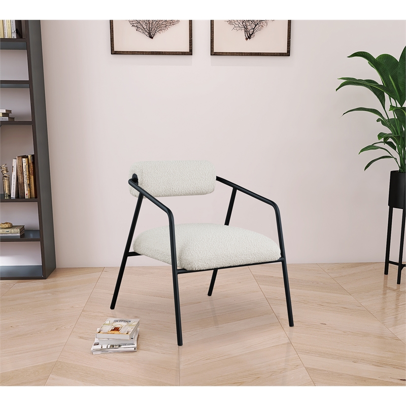 Meridian Furniture Carly Cream Boucle Fabric Accent Chair