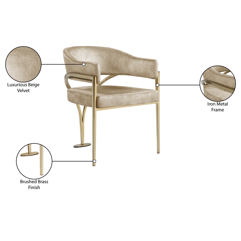 Meridian Furniture Madelyn Beige Velvet Dining Chair (Set of 2)