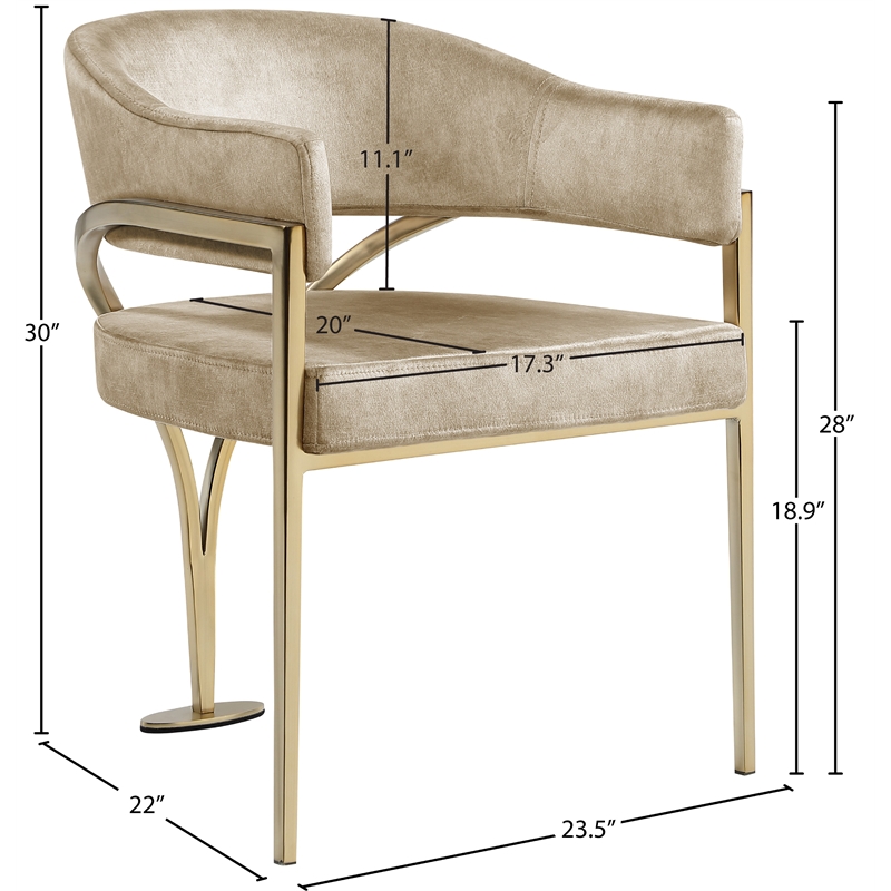 Meridian Furniture Madelyn Beige Velvet Dining Chair (Set of 2)
