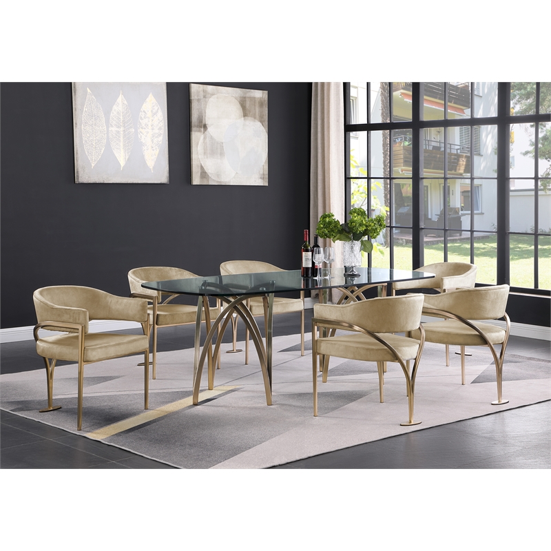 Meridian Furniture Madelyn Beige Velvet Dining Chair (Set of 2)