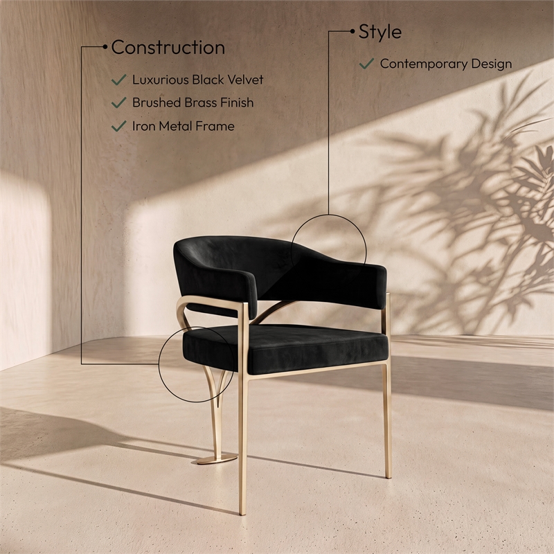 Meridian Furniture Madelyn Black Velvet Dining Chair (Set of 2)
