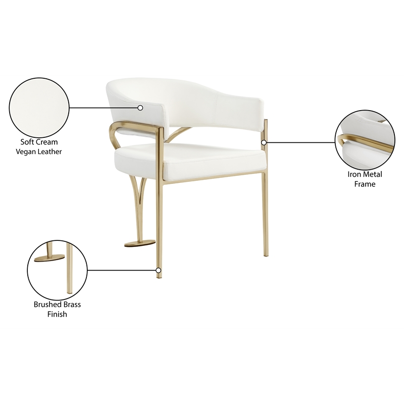 Meridian Furniture Madelyn Cream Vegan Leather Dining Chair (Set of 2)