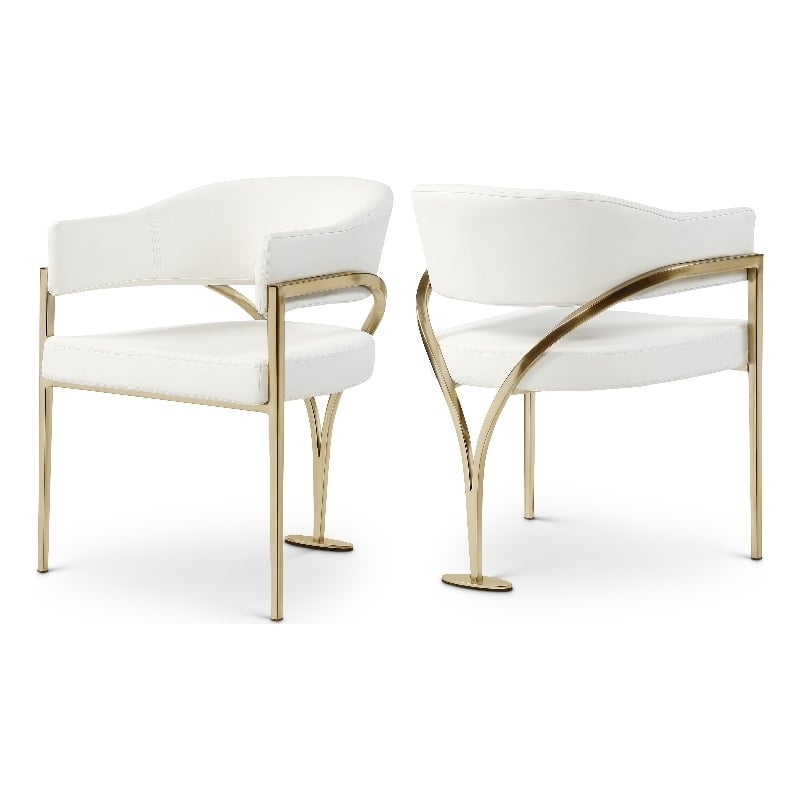 Meridian Furniture Madelyn Cream Vegan Leather Dining Chair (Set of 2)