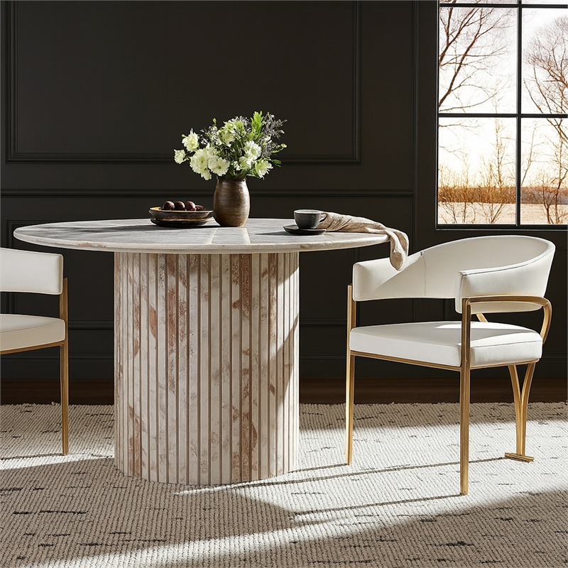 Meridian Furniture Madelyn Cream Vegan Leather Dining Chair (Set of 2)