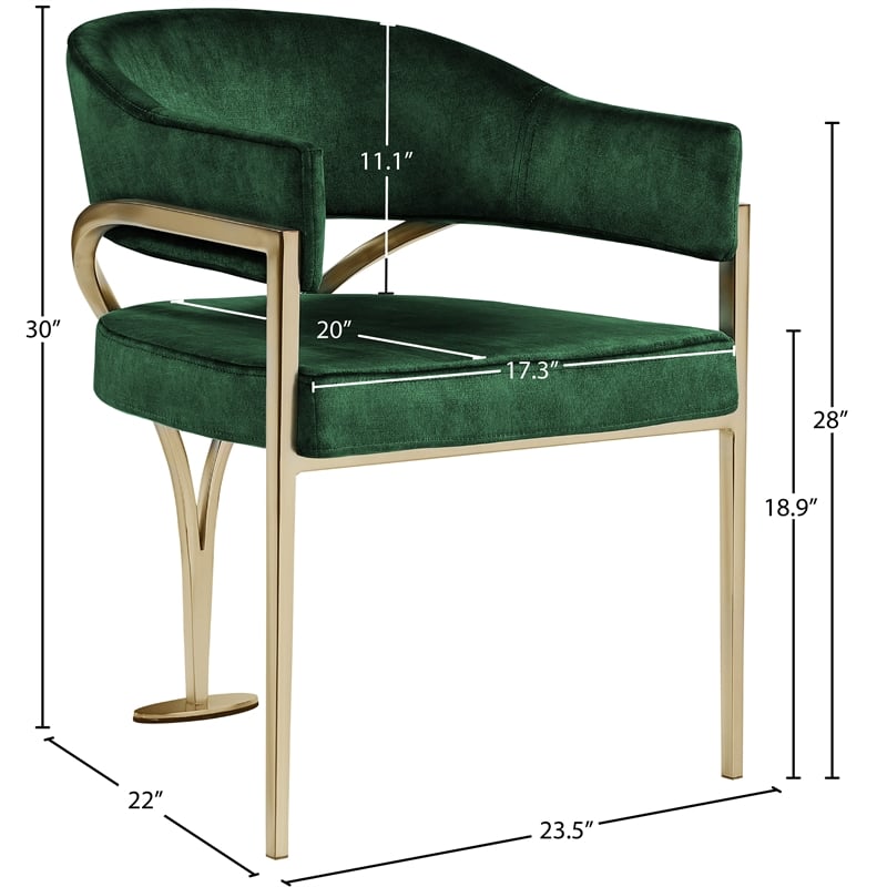Meridian Furniture Madelyn Green Velvet Dining Chair (Set of 2)
