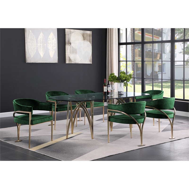 Meridian Furniture Madelyn Green Velvet Dining Chair (Set of 2)