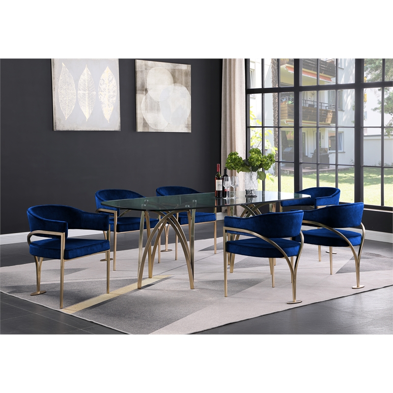 Meridian Furniture Madelyn Navy Velvet Dining Chair (Set of 2)