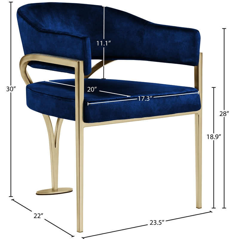 Meridian Furniture Madelyn Navy Velvet Dining Chair (Set of 2)