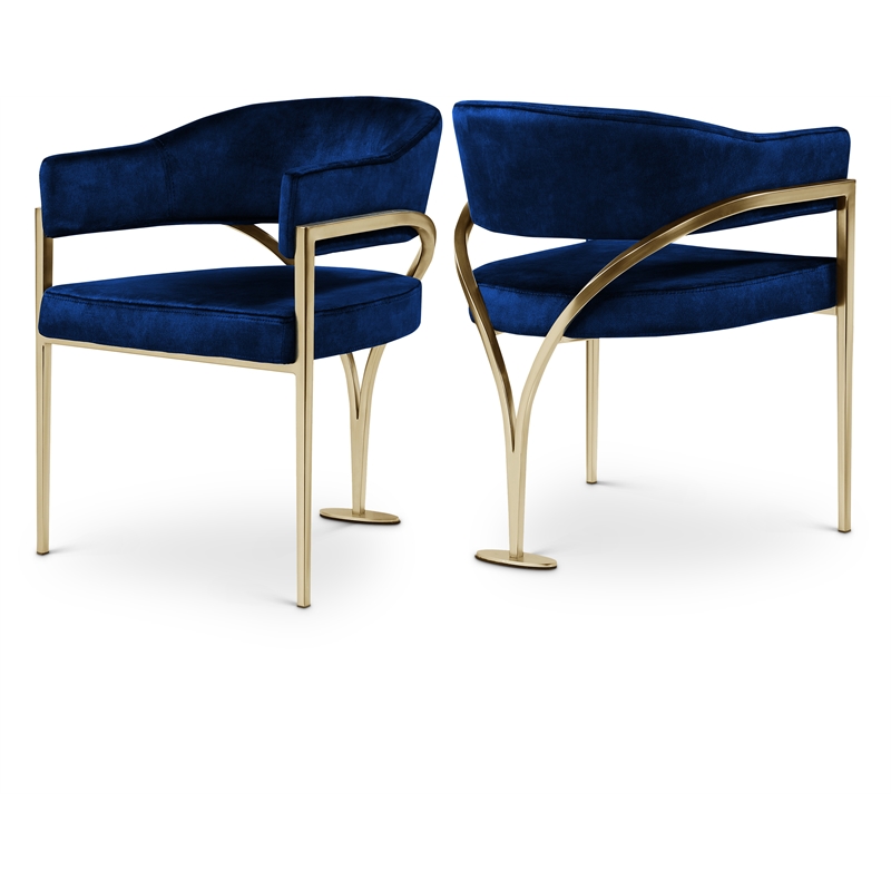 Meridian Furniture Madelyn Navy Velvet Dining Chair (Set of 2)