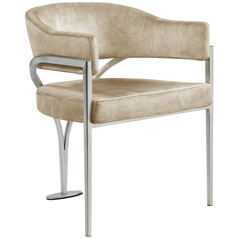 Meridian Furniture Madelyn Beige Velvet Dining Chair (Set of 2)