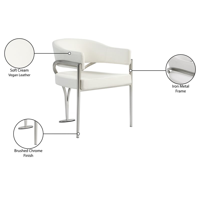 Meridian Furniture Madelyn Cream Vegan Leather Dining Chair (Set of 2)