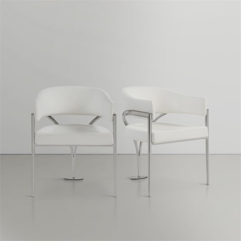 Meridian Furniture Madelyn Cream Vegan Leather Dining Chair (Set of 2)