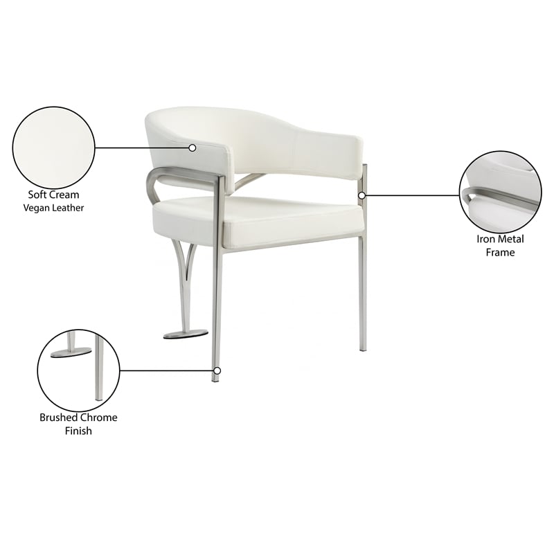 Meridian Furniture Madelyn Cream Vegan Leather Dining Chair (Set of 2)