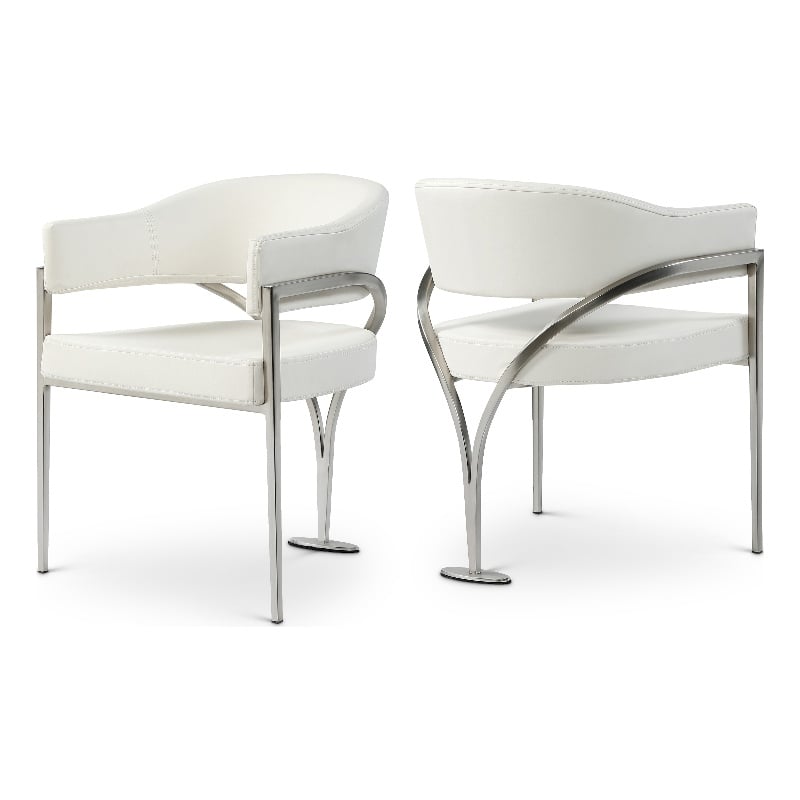 Meridian Furniture Madelyn Cream Vegan Leather Dining Chair (Set of 2)