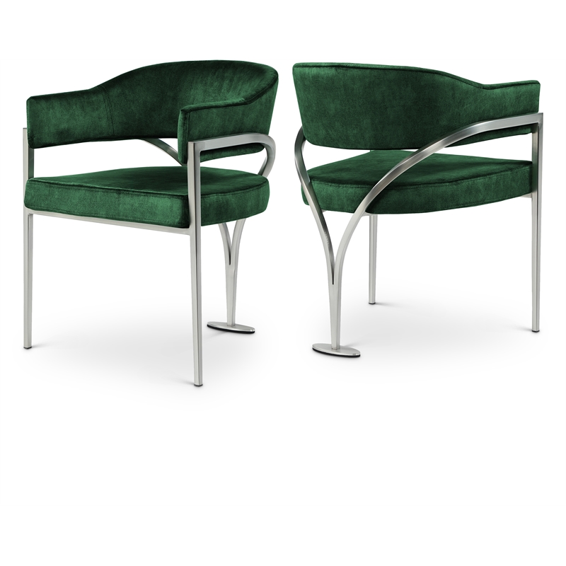 Meridian Furniture Madelyn Green Velvet Dining Chair (Set of 2)