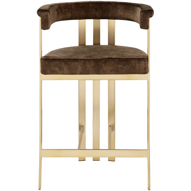 Meridian Furniture Marcello Brown Velvet Counter Stool (Set of 2)