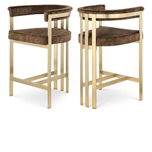 Meridian Furniture Marcello Brown Velvet Counter Stool (Set of 2)
