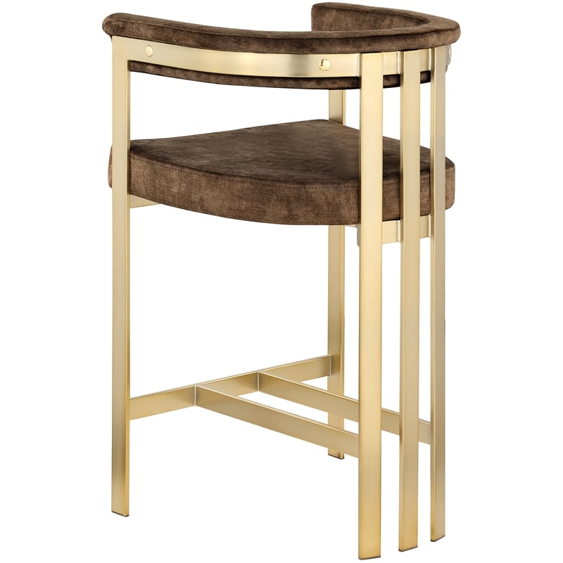 Meridian Furniture Marcello Brown Velvet Counter Stool (Set of 2)
