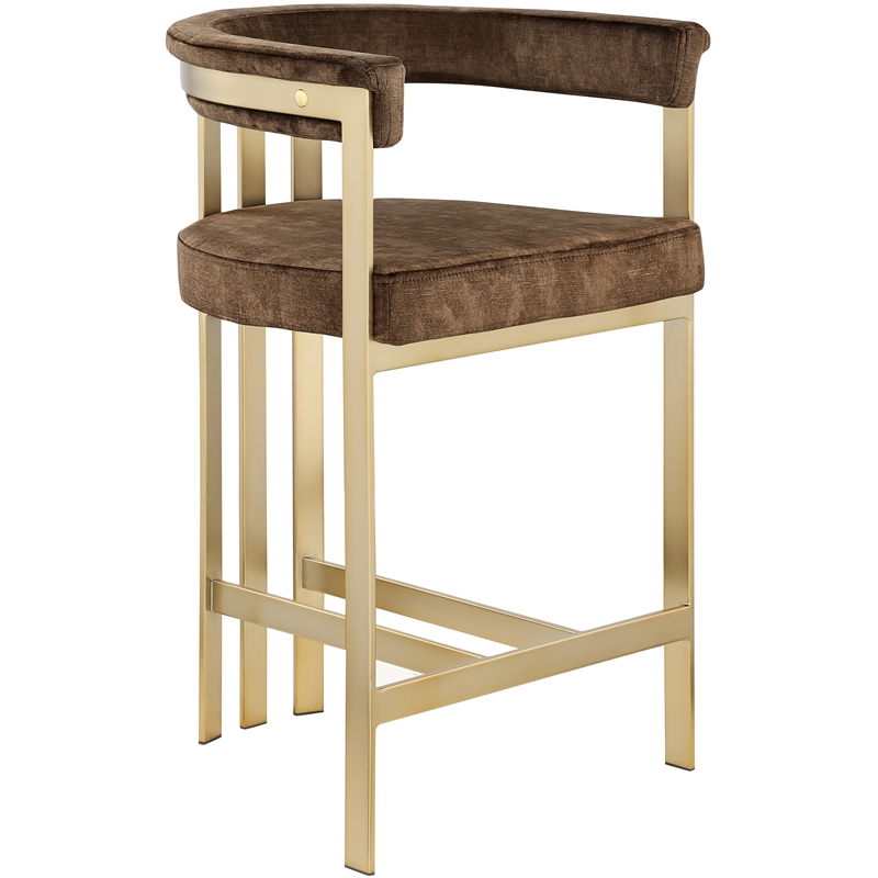 Meridian Furniture Marcello Brown Velvet Counter Stool (Set of 2)