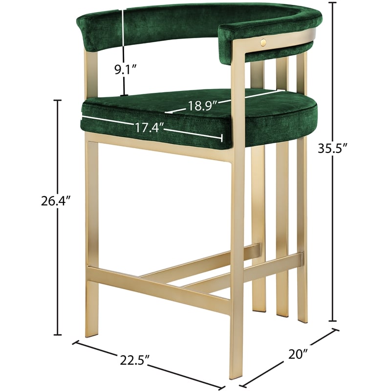 Meridian Furniture Marcello Green Velvet Counter Stool (Set of 2)