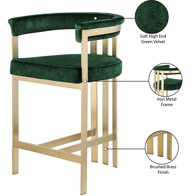 Meridian Furniture Marcello Green Velvet Counter Stool (Set of 2)