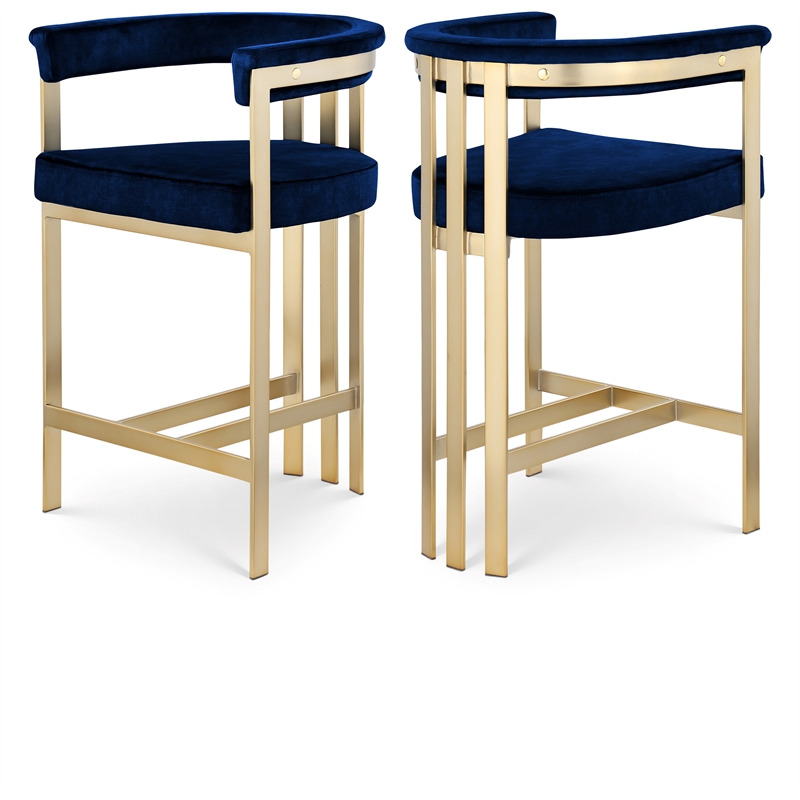 Meridian Furniture Marcello Navy Velvet Counter Stool (Set of 2)