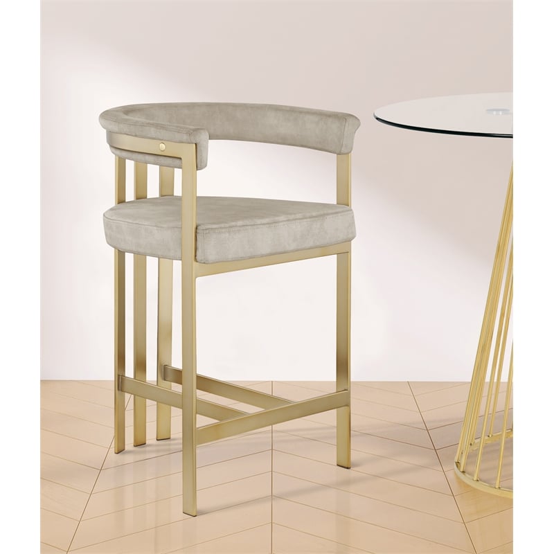 Meridian Furniture Marcello Stone Velvet Counter Stool (Set of 2)