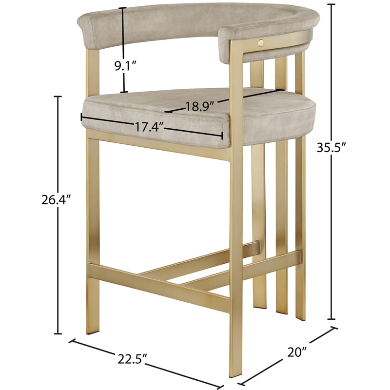 Meridian Furniture Marcello Stone Velvet Counter Stool (Set of 2)