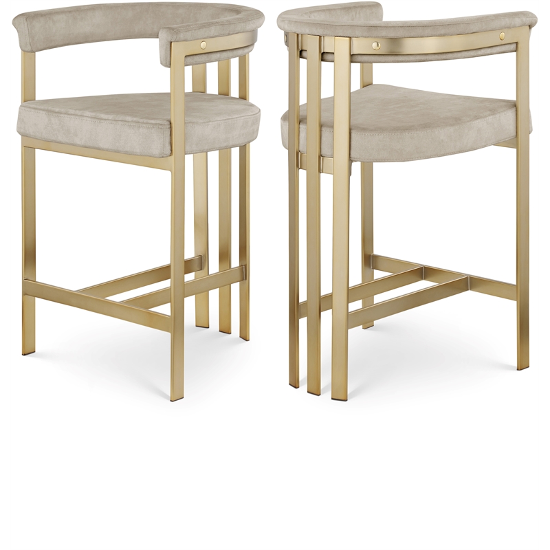 Meridian Furniture Marcello Stone Velvet Counter Stool (Set of 2)
