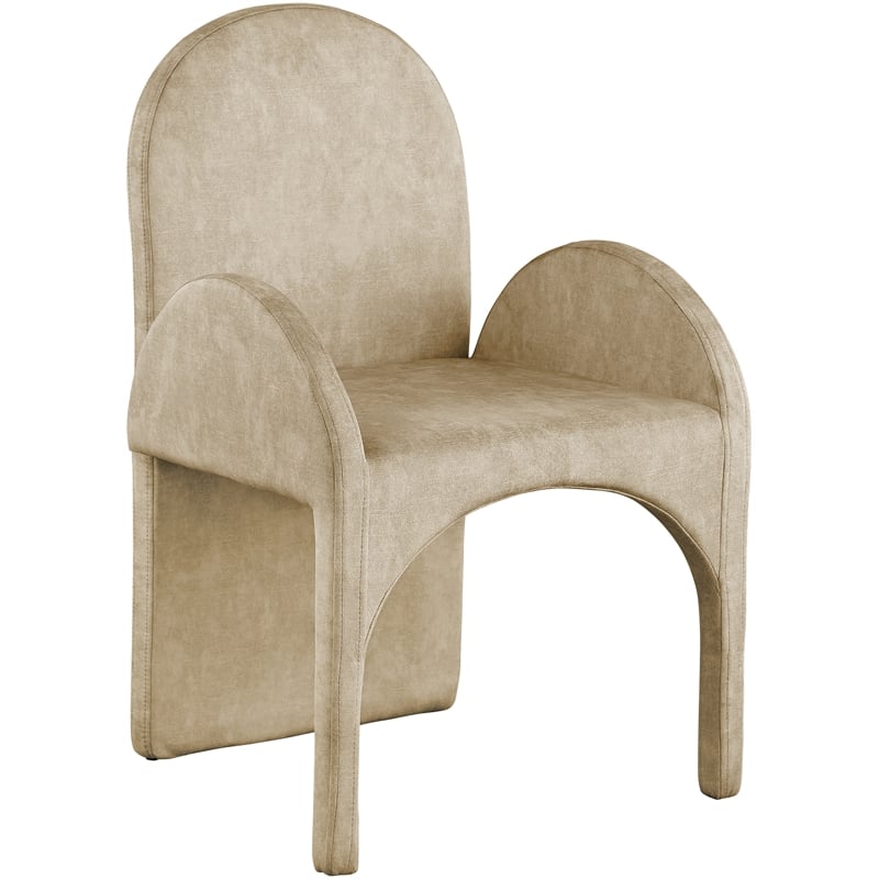 Meridian Furniture Summer Beige Velvet Dining Arm Chair (Set of 2)