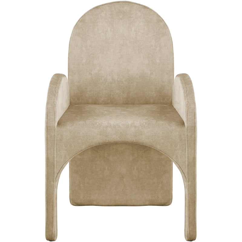 Meridian Furniture Summer Beige Velvet Dining Arm Chair (Set of 2)