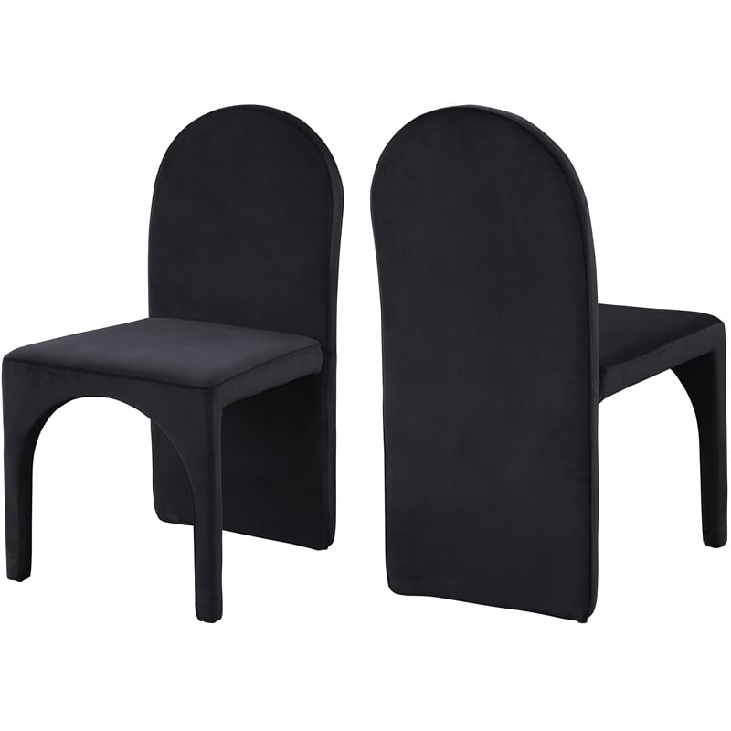 Meridian Furniture Summer Black Velvet Dining Side Chair (Set of 2)