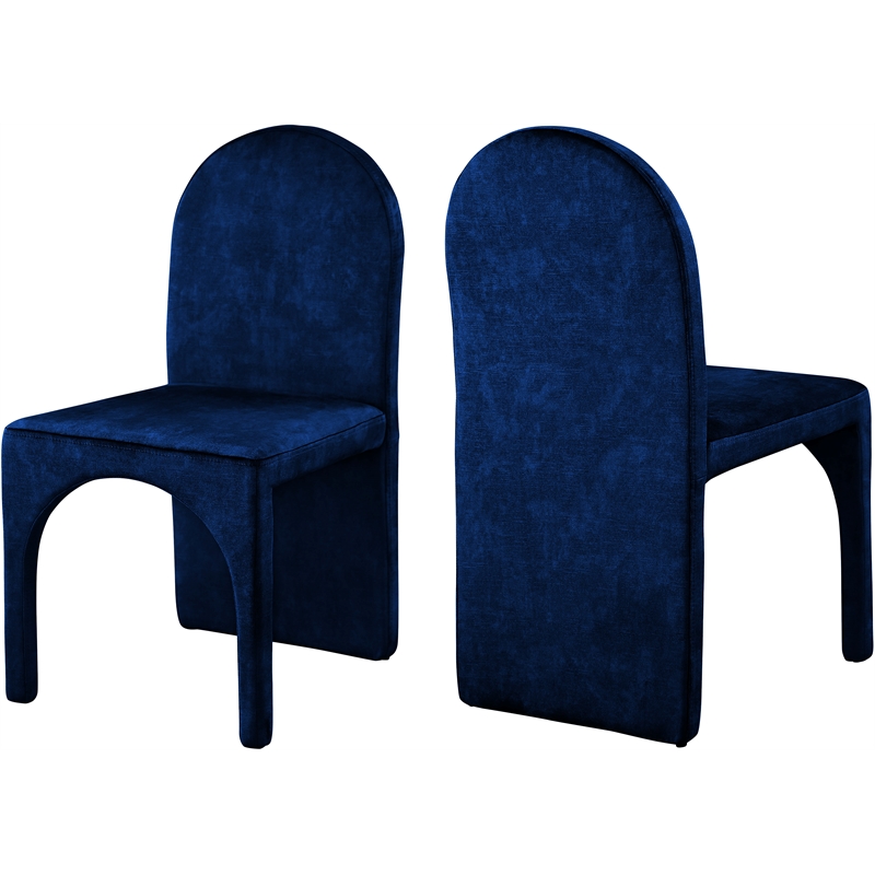 Meridian Furniture Summer Navy Velvet Dining Side Chair (Set of 2)