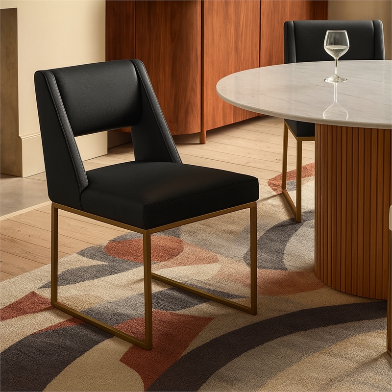 Meridian Furniture Jayce Black Vegan Leather Dining Chair (Set of 2)