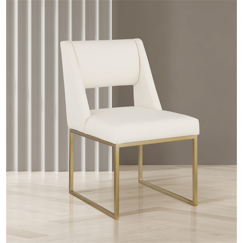 Meridian Furniture Jayce Cream Vegan Leather Dining Chair (Set of 2)