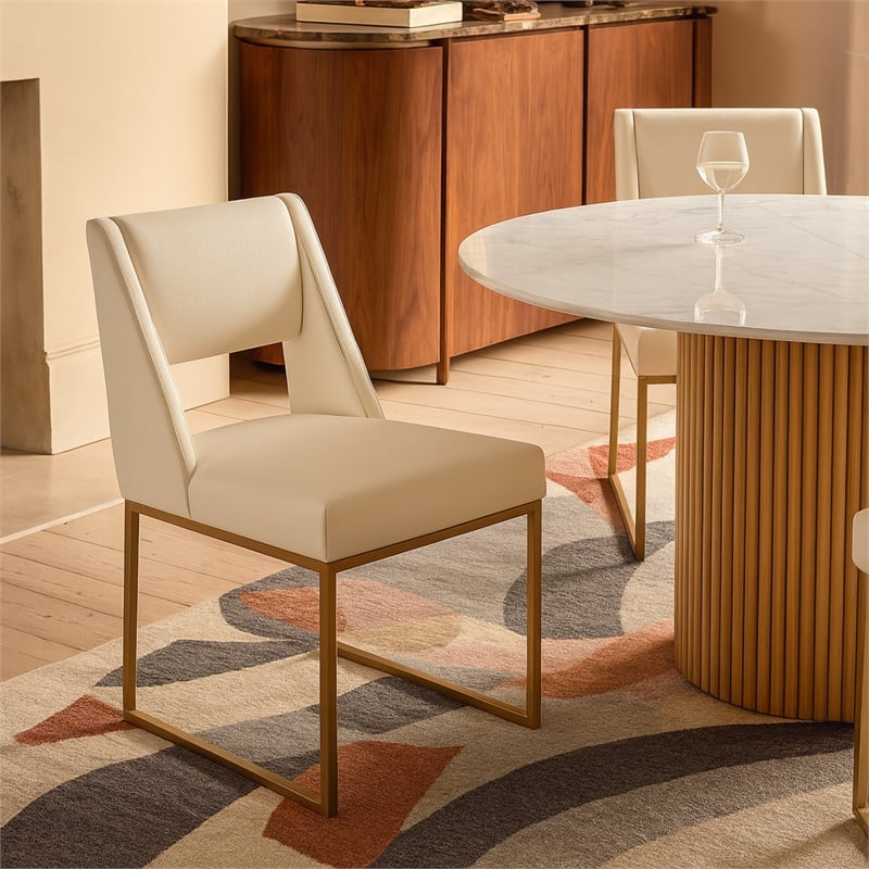 Meridian Furniture Jayce Cream Vegan Leather Dining Chair (Set of 2)