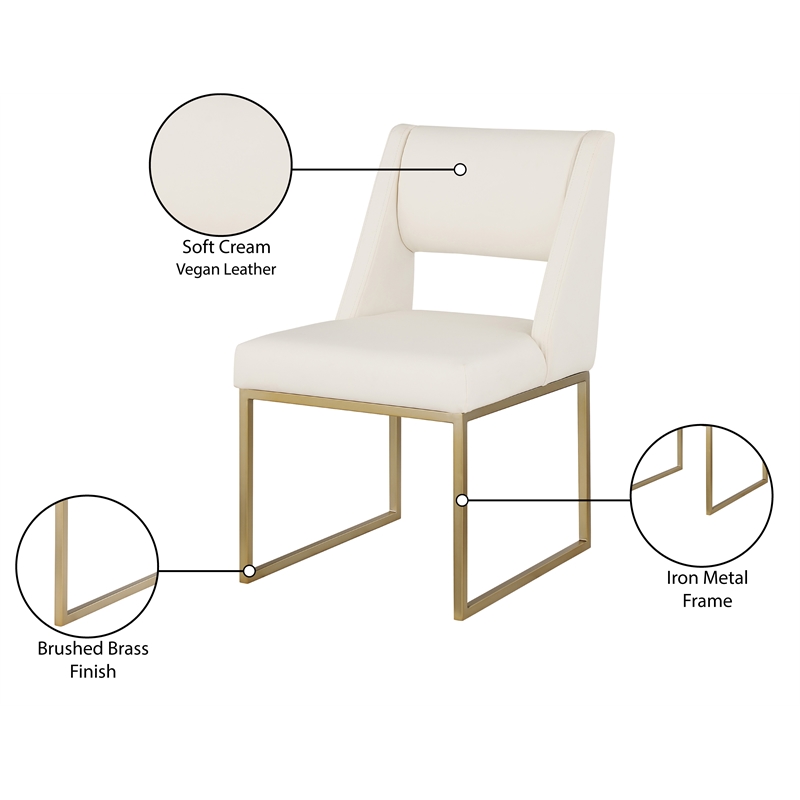 Meridian Furniture Jayce Cream Vegan Leather Dining Chair (Set of 2)