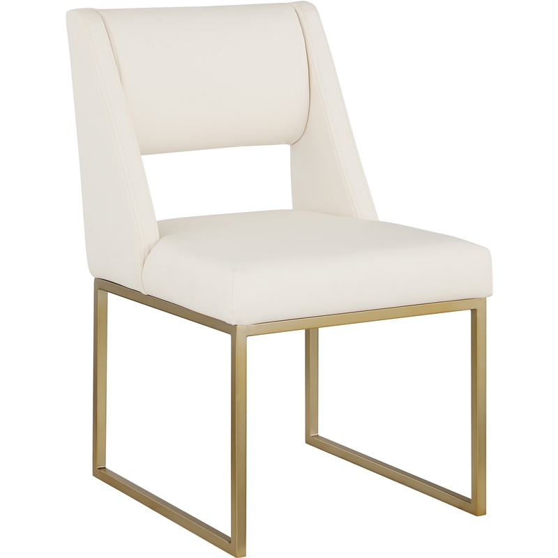 Meridian Furniture Jayce Cream Vegan Leather Dining Chair (Set of 2)