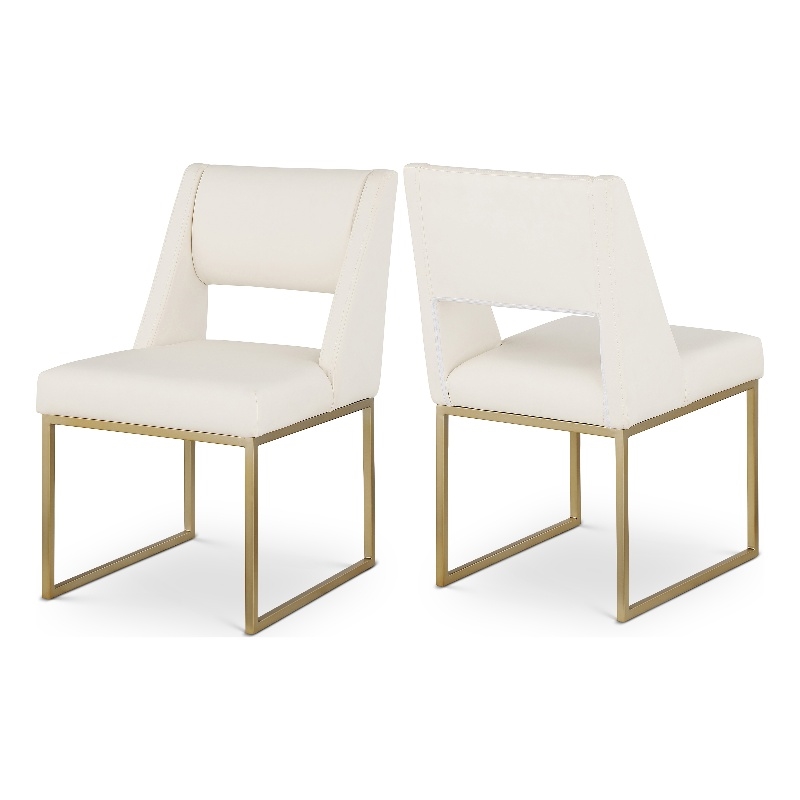 Meridian Furniture Jayce Cream Vegan Leather Dining Chair (Set of 2)