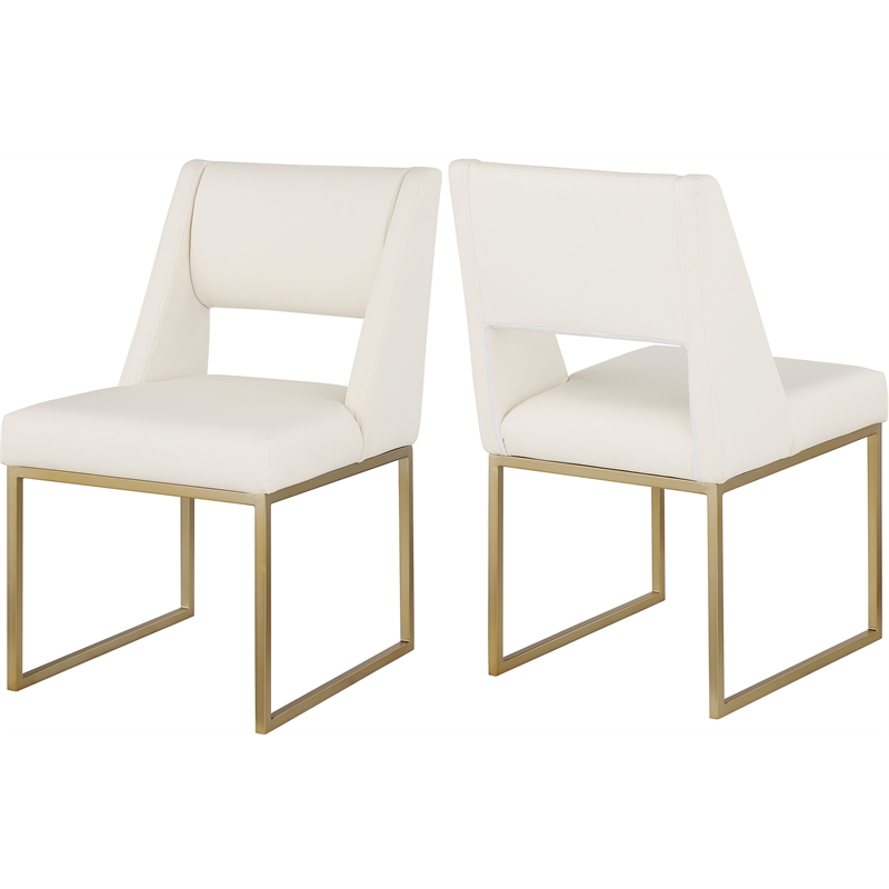 Meridian Furniture Jayce Cream Vegan Leather Dining Chair (Set of 2)