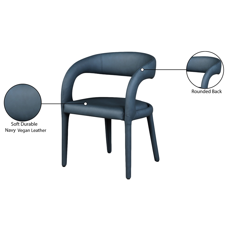 Meridian Furniture Sylvester Navy Vegan Leather Dining Chair