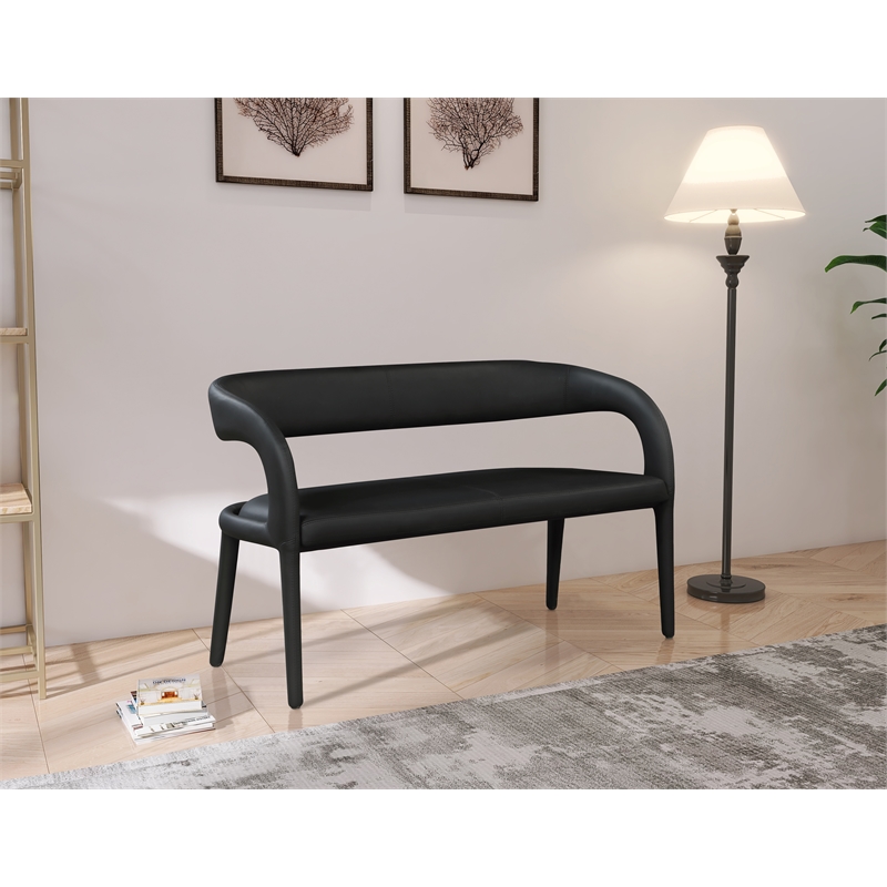 Meridian Furniture Sylvester Black Vegan Leather Bench