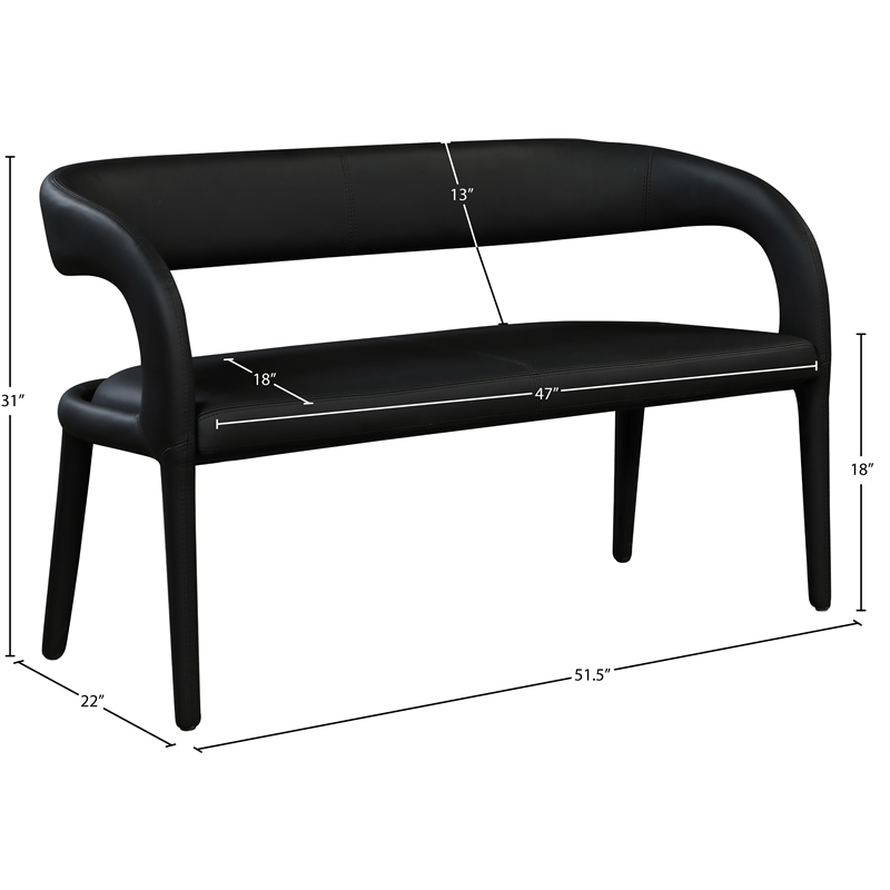 Meridian Furniture Sylvester Black Vegan Leather Bench