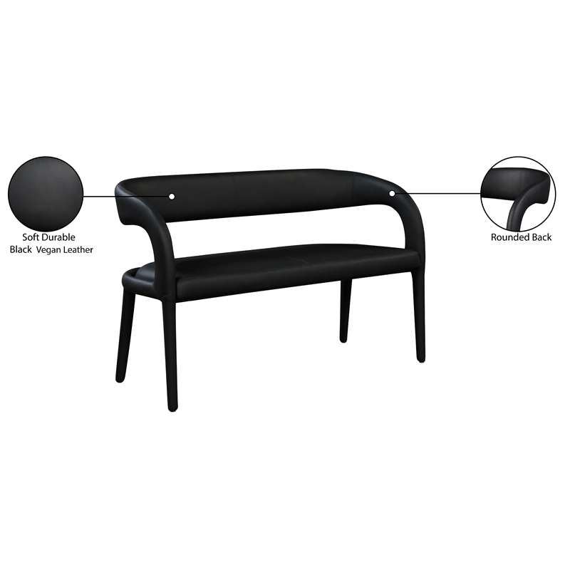 Meridian Furniture Sylvester Black Vegan Leather Bench