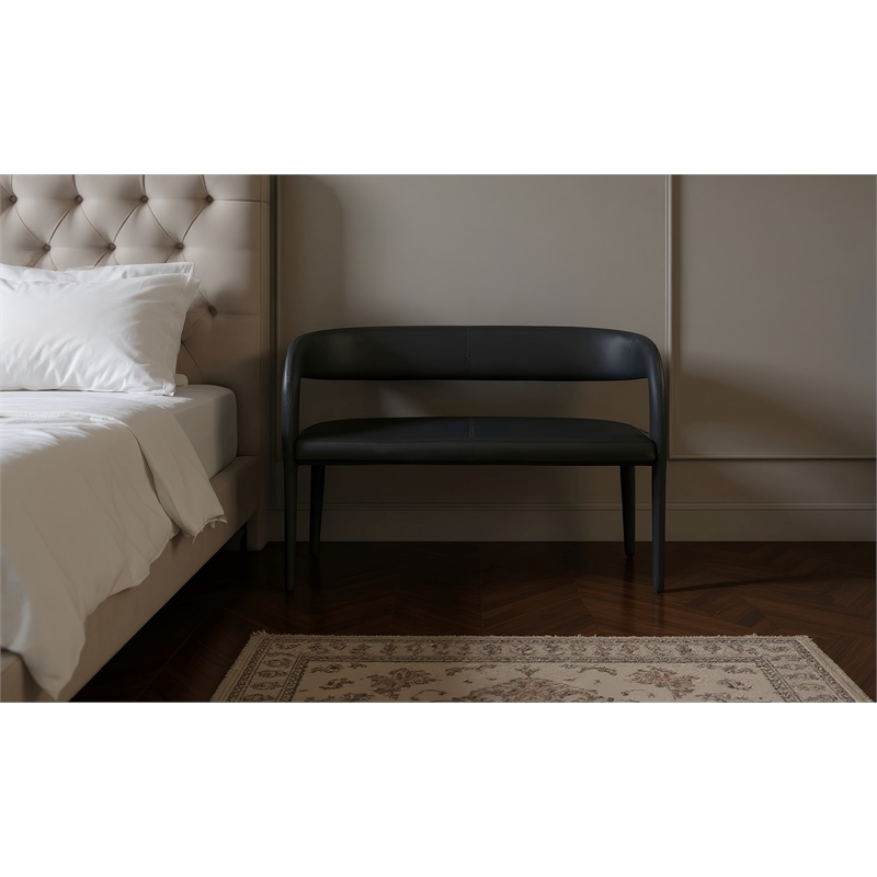 Meridian Furniture Sylvester Black Vegan Leather Bench