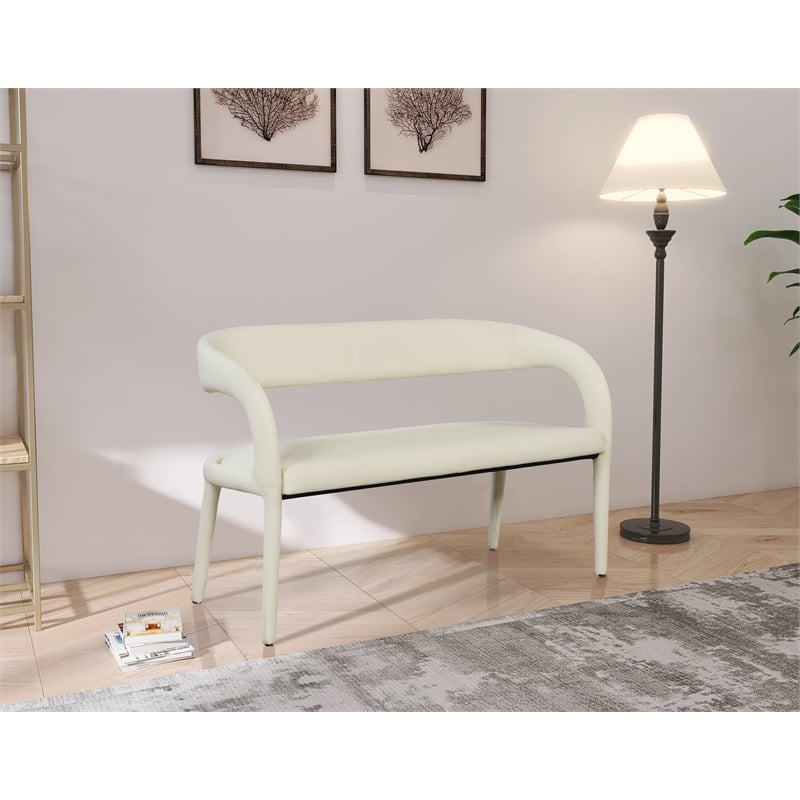 Meridian Furniture Sylvester Cream Vegan Leather Bench