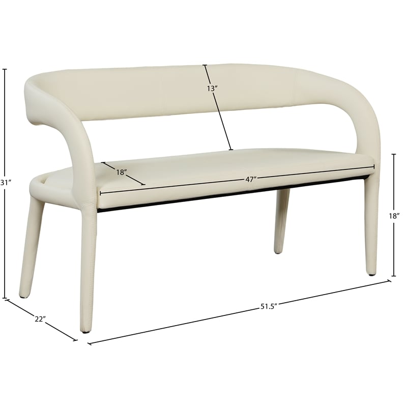 Meridian Furniture Sylvester Cream Vegan Leather Bench