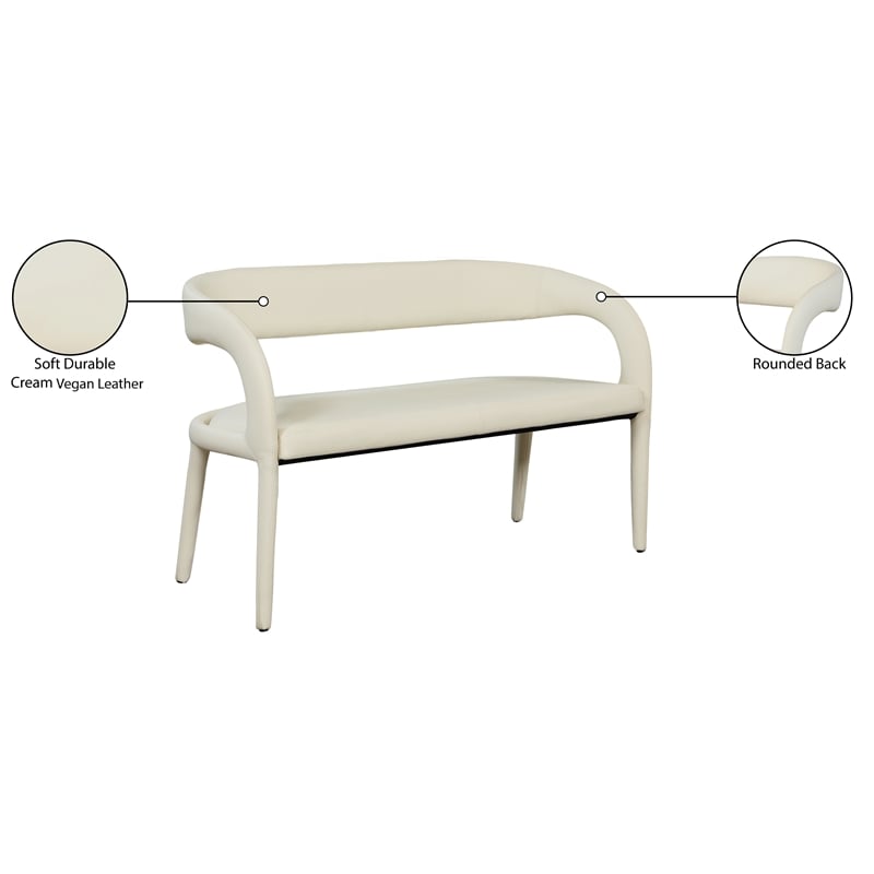 Meridian Furniture Sylvester Cream Vegan Leather Bench
