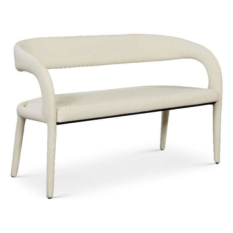 Meridian Furniture Sylvester Cream Vegan Leather Bench