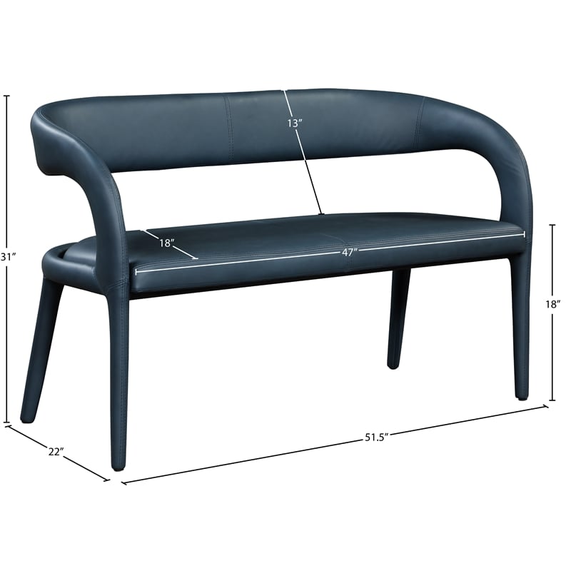 Meridian Furniture Sylvester Navy Vegan Leather Bench